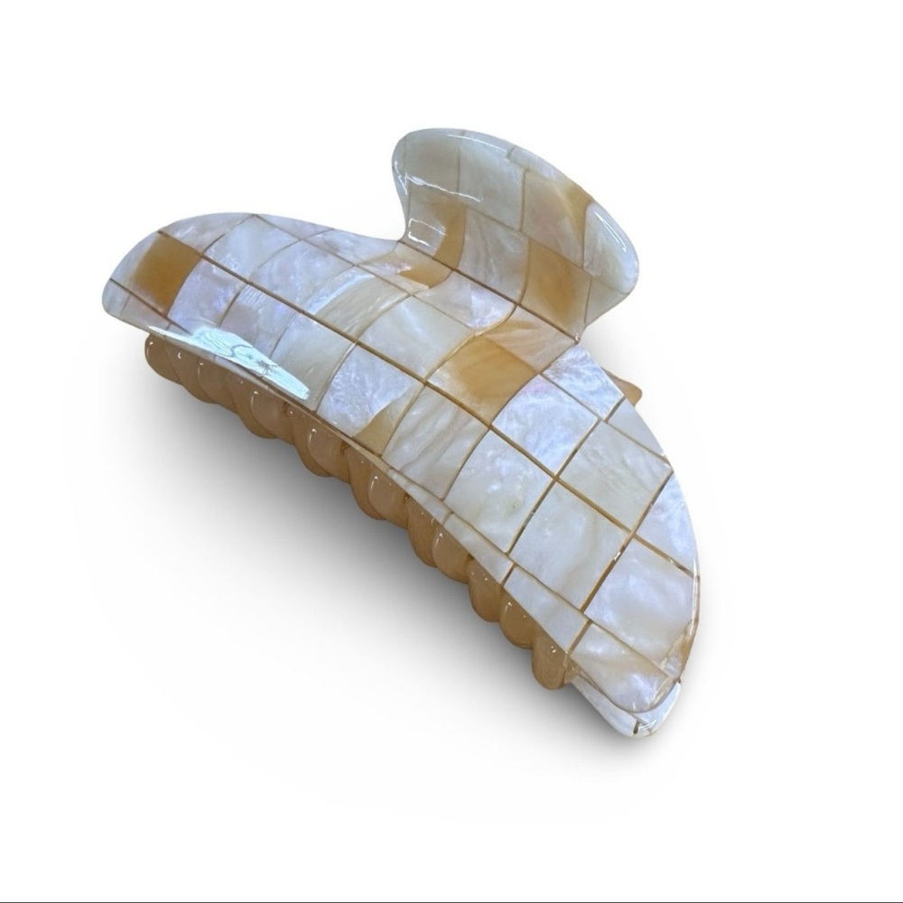 Machete Midi Heirloom Claw Sea Shell Checker Hair Clip Italian Acetate New